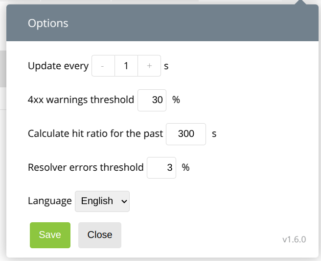 Console Light – widget "Settings"
